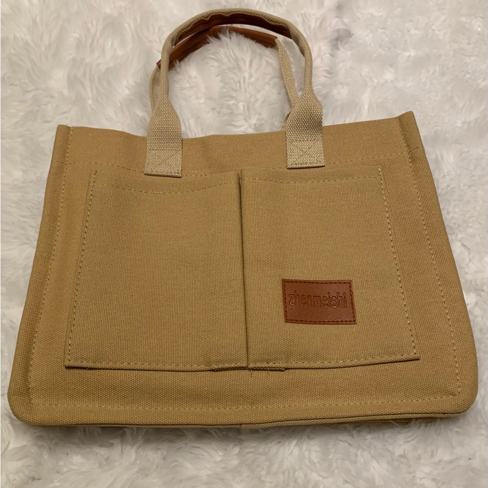 ZHENMEISHI canvas tan crossbody multi functional bag NWOT